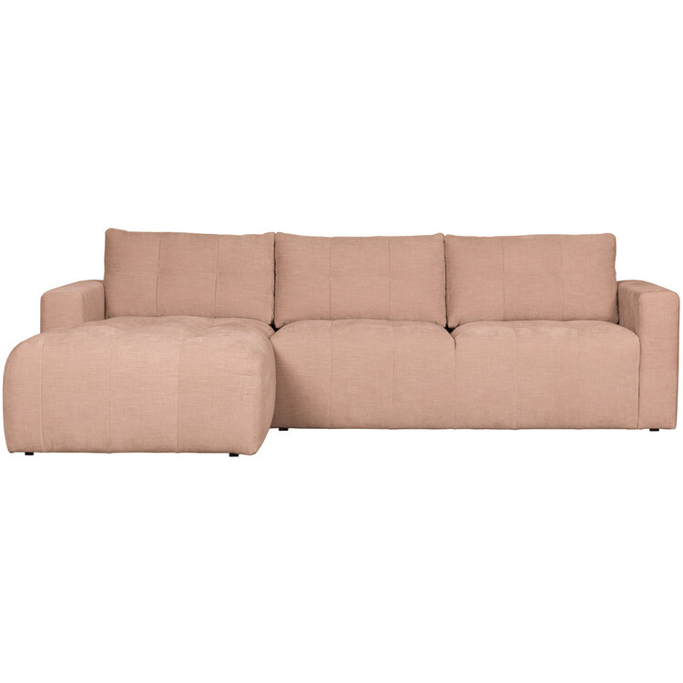 vtwonen vtwonen | Hoekbank links bar chaise longue geweven stof roze