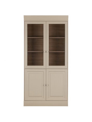 vtwonen vtwonen | Vitrinekast chow 4-drs grenen dakargrau