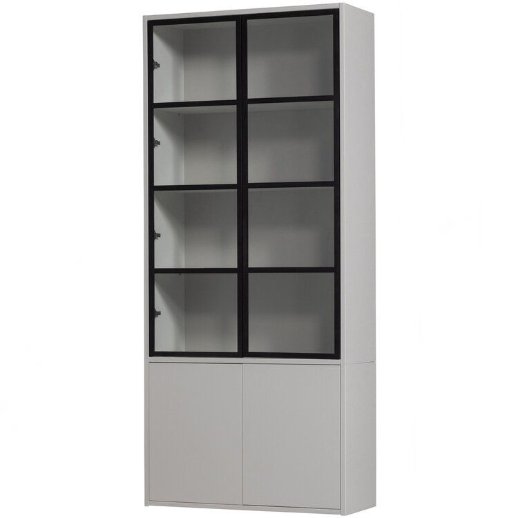 vtwonen vtwonen | Vitrinekast basic 4-drs grenen mist