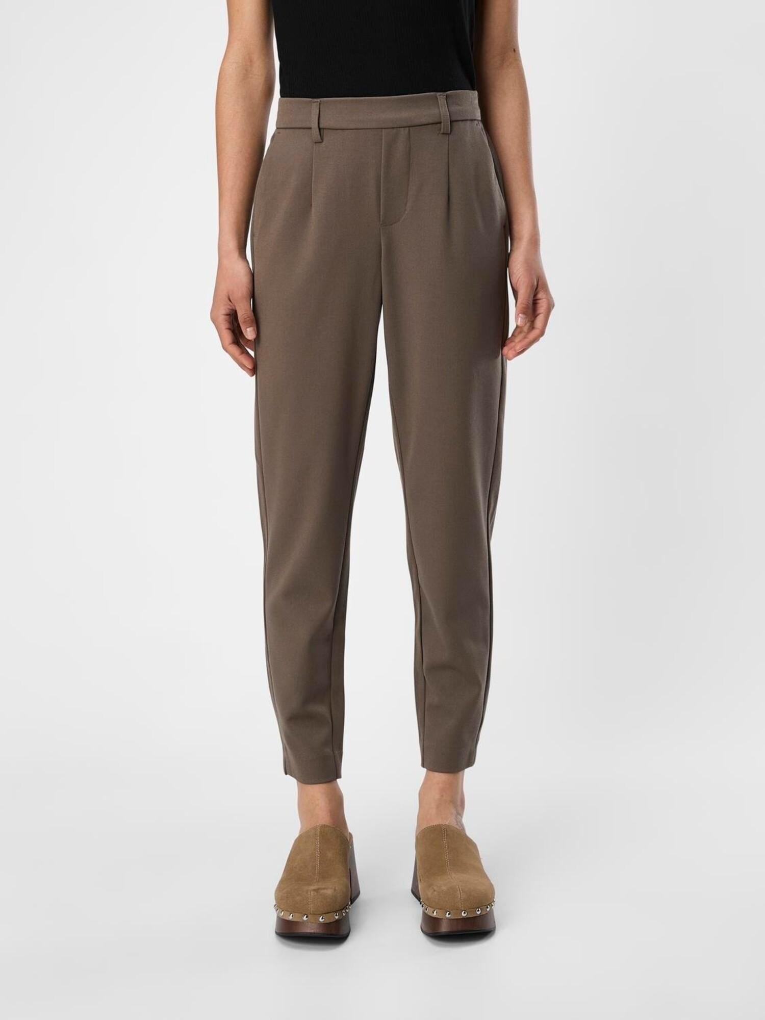 OBJECT coated loose fit broek OBJBELLE donkergroen