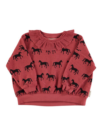 Piupiuchick Piupiuchick | Sweater oud roze met paardjes