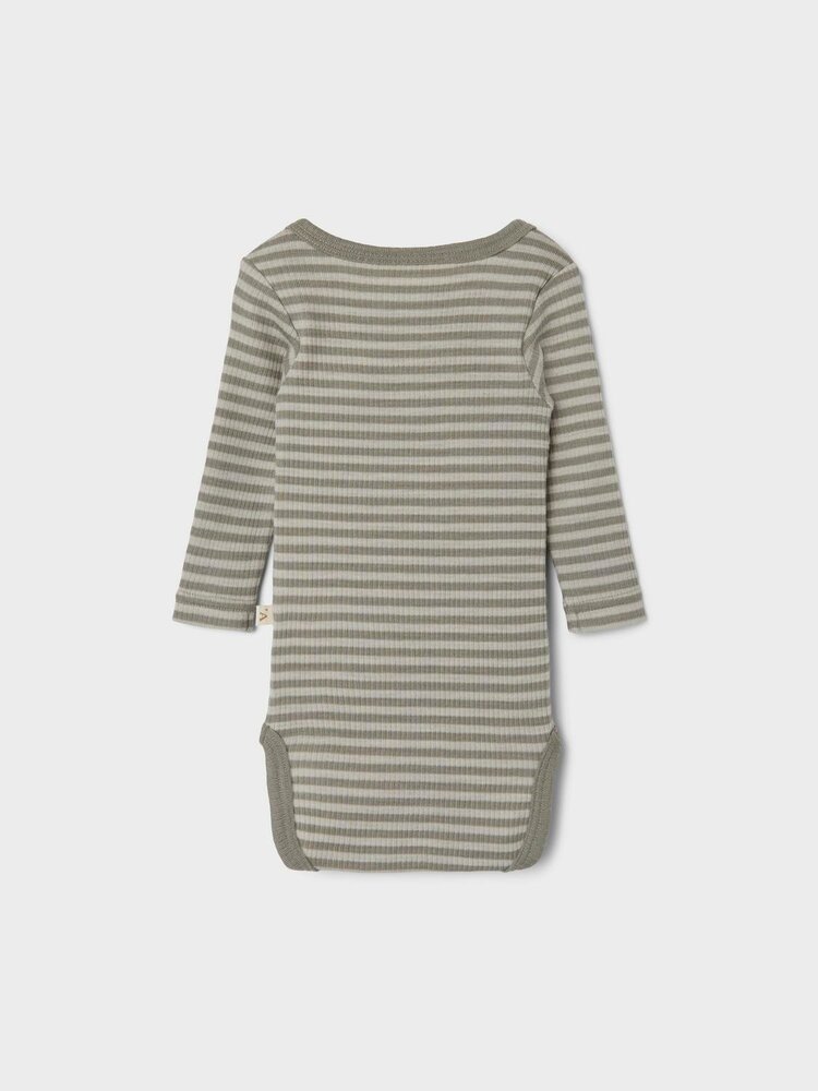 Lil Atelier Lil Atelier | Wollen romper Fable Fio groen/grijs