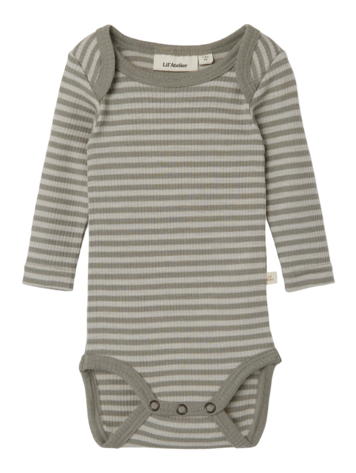 Lil Atelier Lil Atelier | Wollen romper Fable Fio groen/grijs