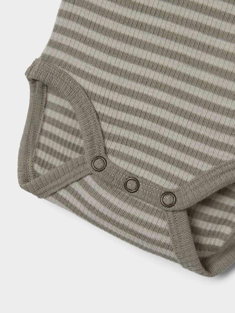 Lil Atelier Lil Atelier | Wollen romper Fable Fio groen/grijs