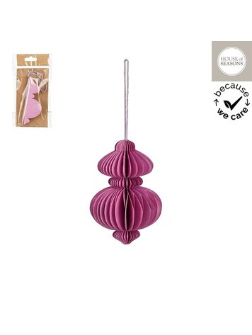 Stijl28 | Kerstbal finial paars papier 12x8cm