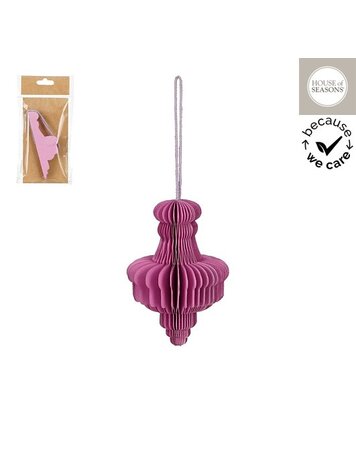 Stijl28 | Kerstbal finial paars papier 12x8cm