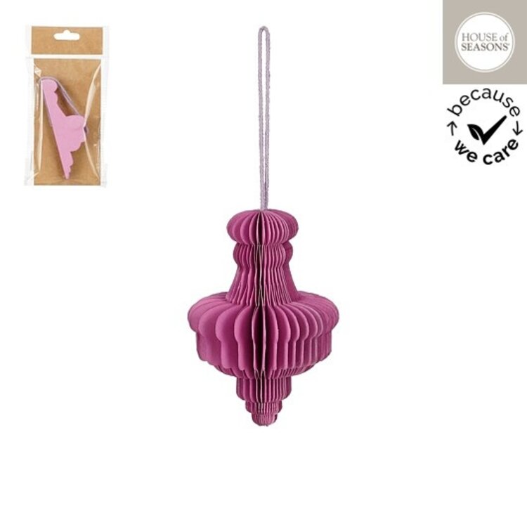 Stijl28 | Kerstbal finial paars papier 12x8cm