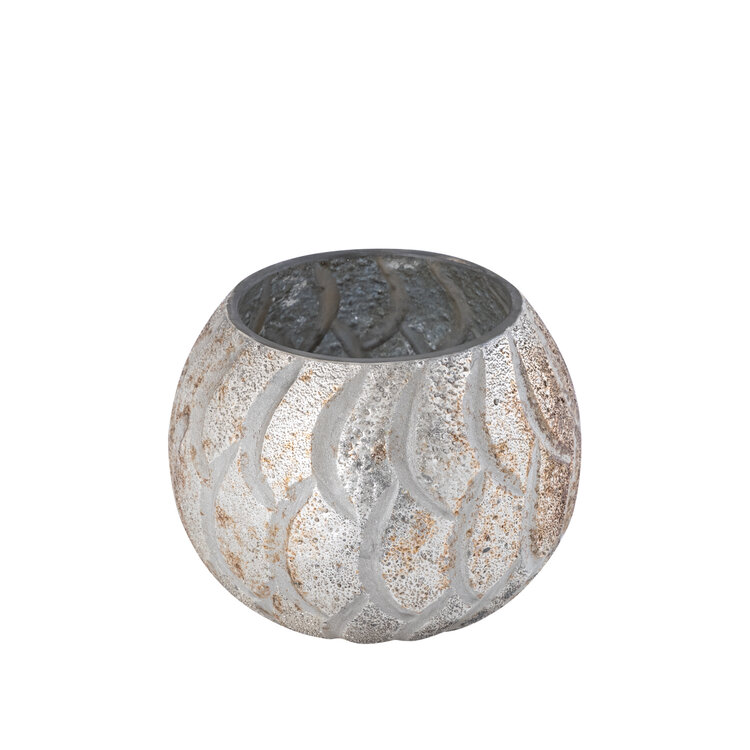 PTMD PTMD | Theelicht madellaine cream glas patroon