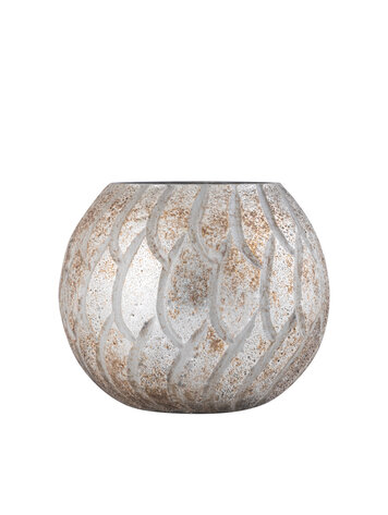 PTMD PTMD | Windlicht madellaine cream glas patroon S