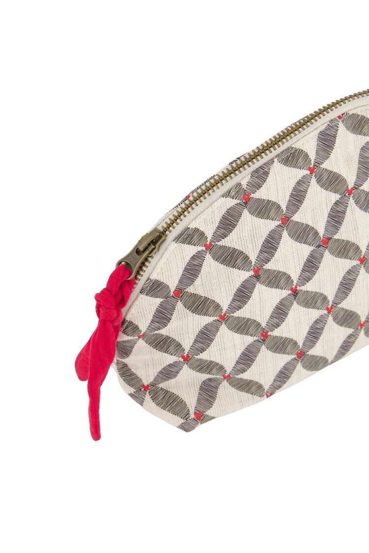 Zusss Zusss | Toilettas print antracietgrijs/roze rood