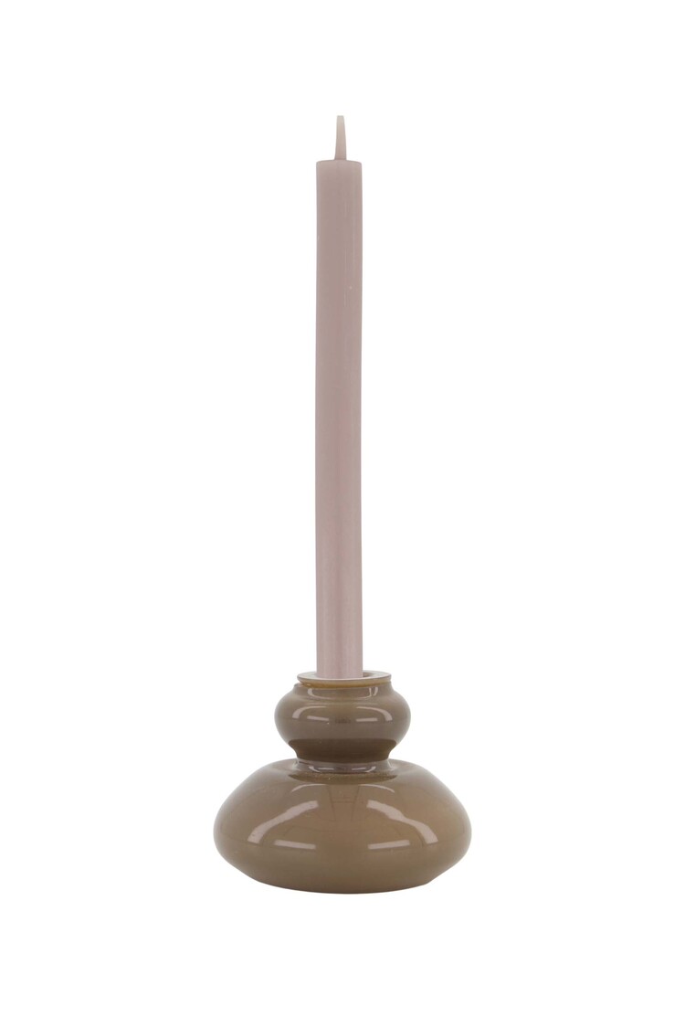 Zusss Zusss | Kandelaar glas warm grijs 5cm