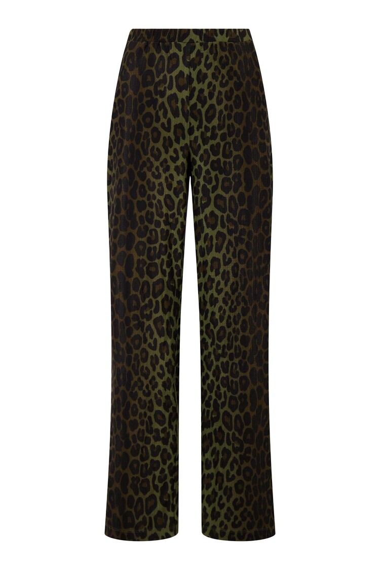 Zusss Zusss | Broek leopard crincle grijsgroen/zwart