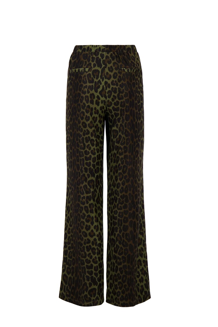 Zusss Zusss | Broek leopard crincle grijsgroen/zwart