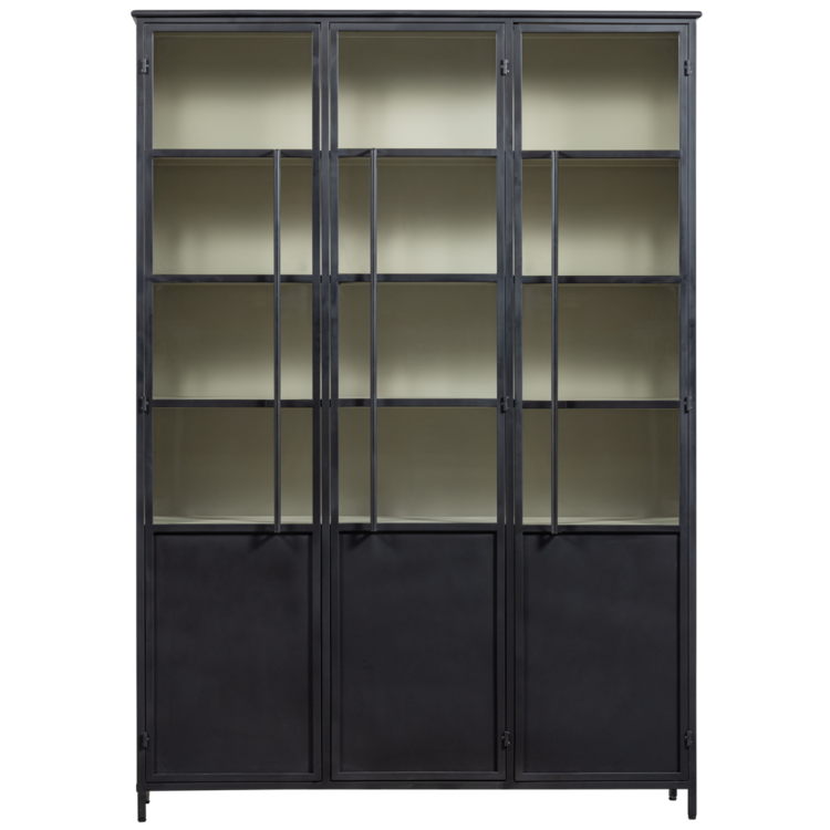 WOOOD. Woood | Exhibit XL 3 deurs vitrinekast metaal zwart