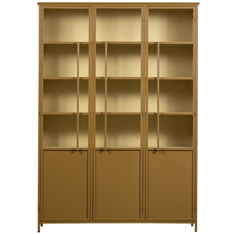 WOOOD. Woood | Exhibit XL 3 deurs vitrinekast metaal honing geel