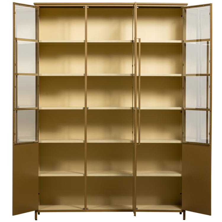 WOOOD. Woood | Exhibit XL 3 deurs vitrinekast metaal honing geel