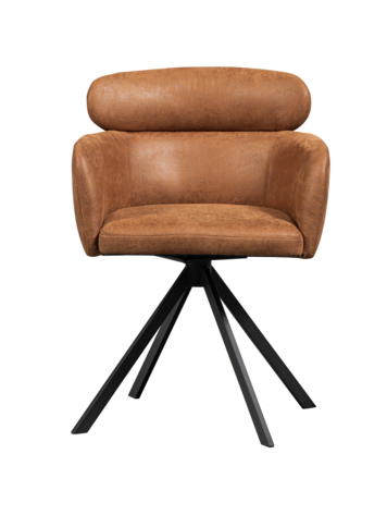 WOOOD Woood | Eetkamerstoel Fenne leerlook cognac draaibaar