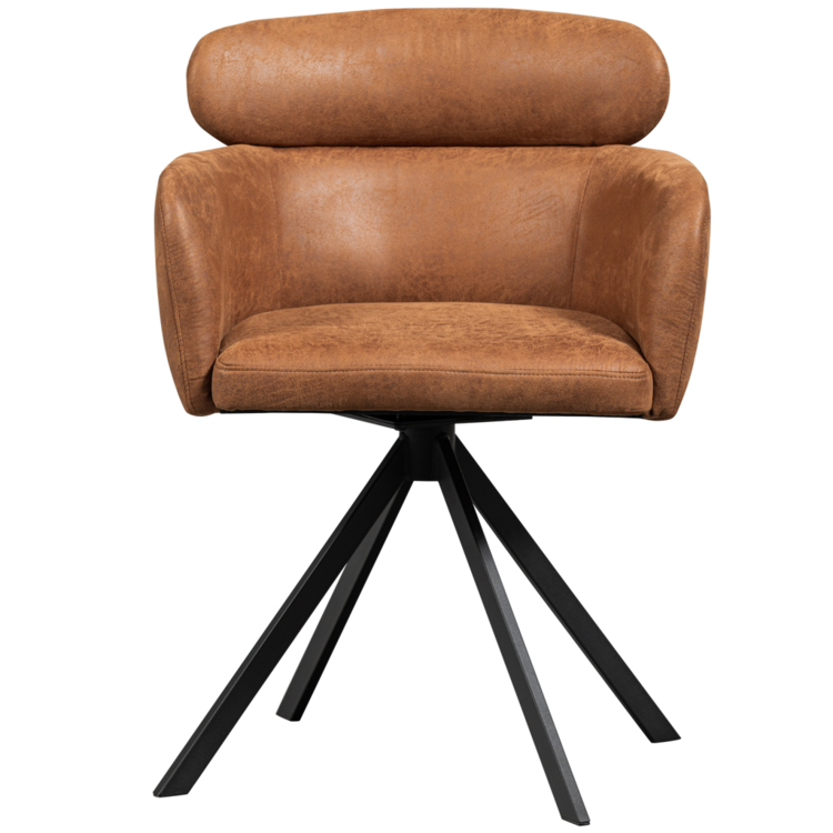 WOOOD Woood | Eetkamerstoel Fenne leerlook cognac draaibaar