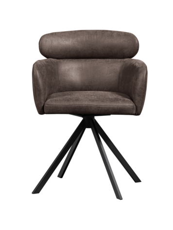 WOOOD Woood | Eetkamerstoel Fenne leerlook zwart/grijs draaibaar