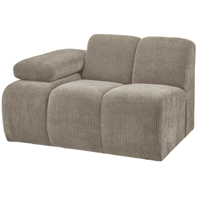 WOOOD. Woood | 1-Zits Mojo met arm links geweven ribstof donker zand