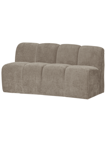 WOOOD. Woood | Bankje Mojo met rugleuning geweven ribstof donker zand 160cm