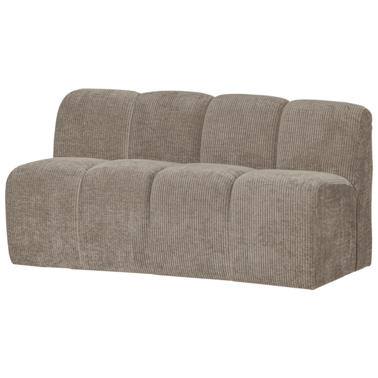 WOOOD. Woood | Bankje Mojo met rugleuning geweven ribstof donker zand 160cm