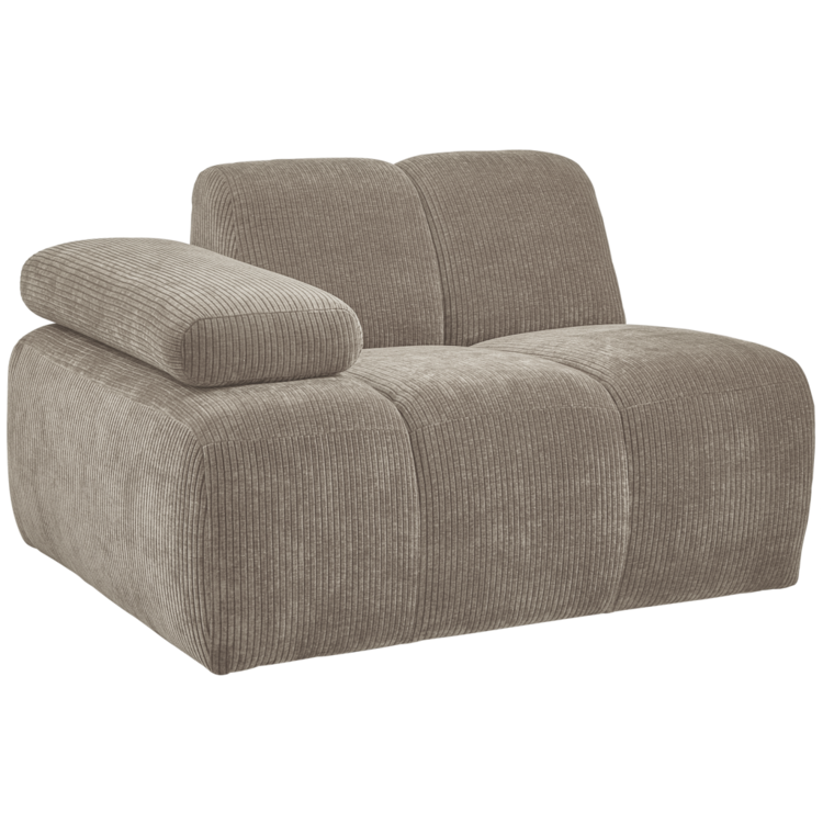 WOOOD. Woood | 1-Zits Mojo met arm links geweven ribstof donker zand