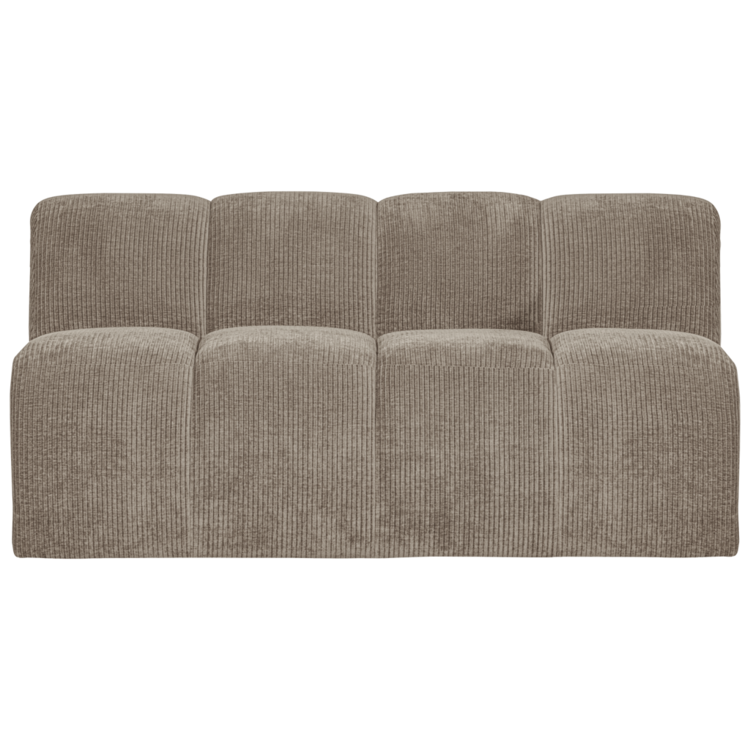 WOOOD. Woood | Bankje Mojo met rugleuning geweven ribstof donker zand 160cm