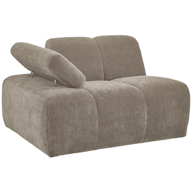 WOOOD. Woood | 1-Zits Mojo met arm links geweven ribstof donker zand