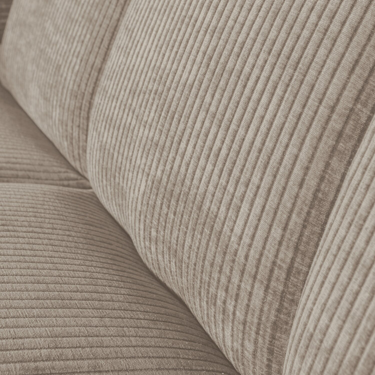 WOOOD. Woood | Bankje Mojo met rugleuning geweven ribstof donker zand 160cm