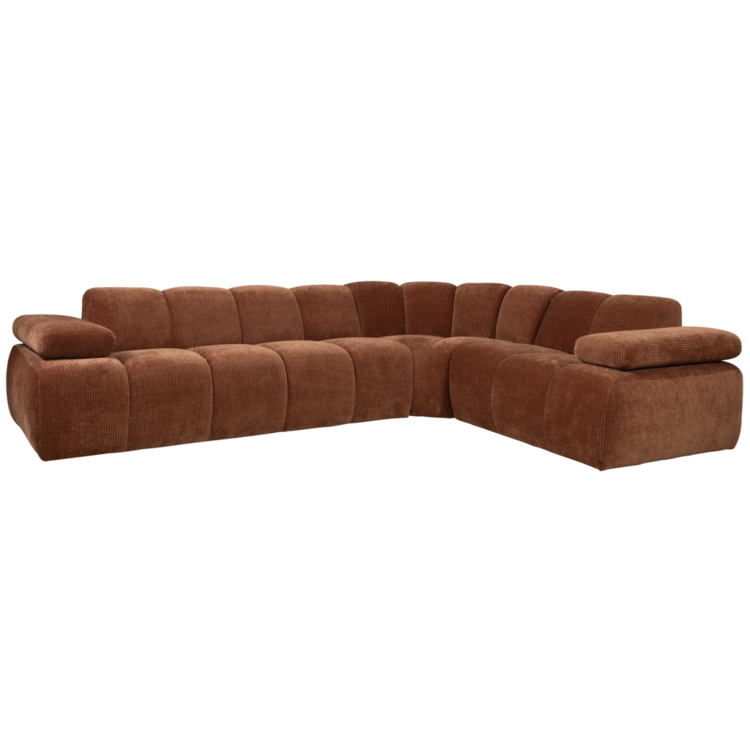 WOOOD. Woood | Hoekbank Mojo rechts geweven ribstof roest bruin