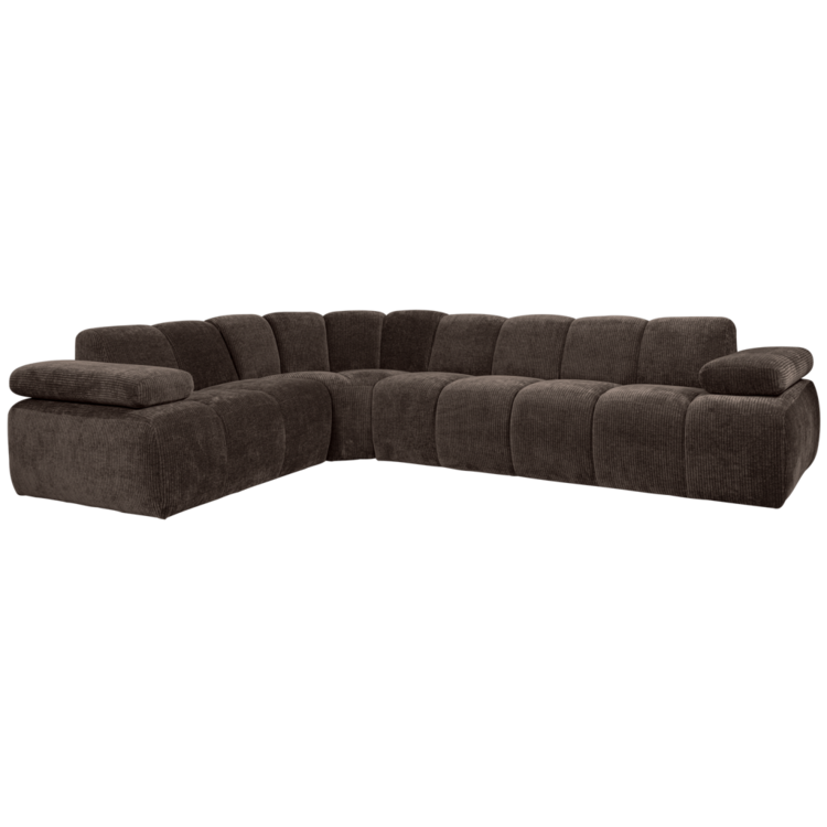 WOOOD. Woood | Hoekbank Mojo links geweven ribstof bruin