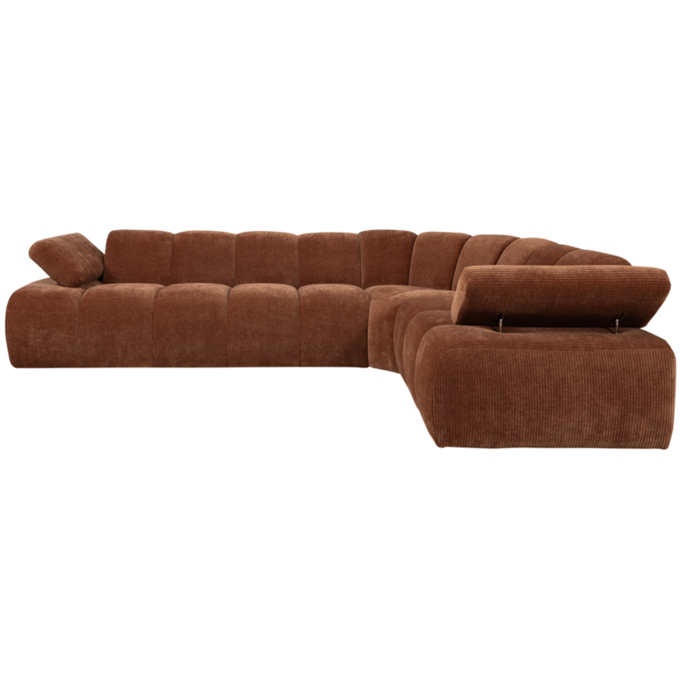WOOOD. Woood | Hoekbank Mojo rechts geweven ribstof roest bruin