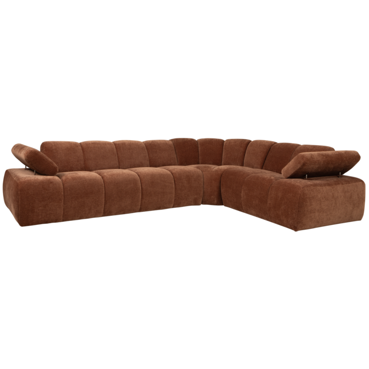 WOOOD. Woood | Hoekbank Mojo rechts geweven ribstof roest bruin
