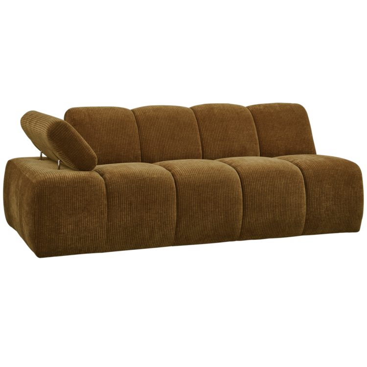 WOOOD Woood | 2-Zits Mojo met arm links geweven ribstof honing geel