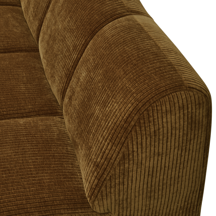 WOOOD Woood | 2-Zits Mojo met arm links geweven ribstof honing geel