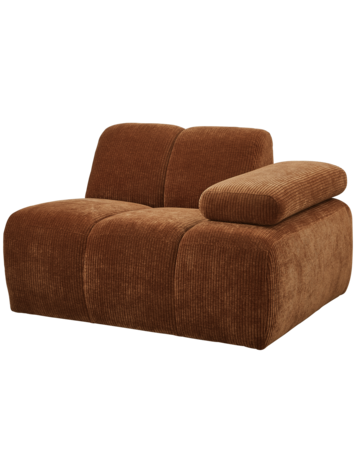 WOOOD. Woood | 1-Zits Mojo met arm rechts geweven ribstof roest bruin