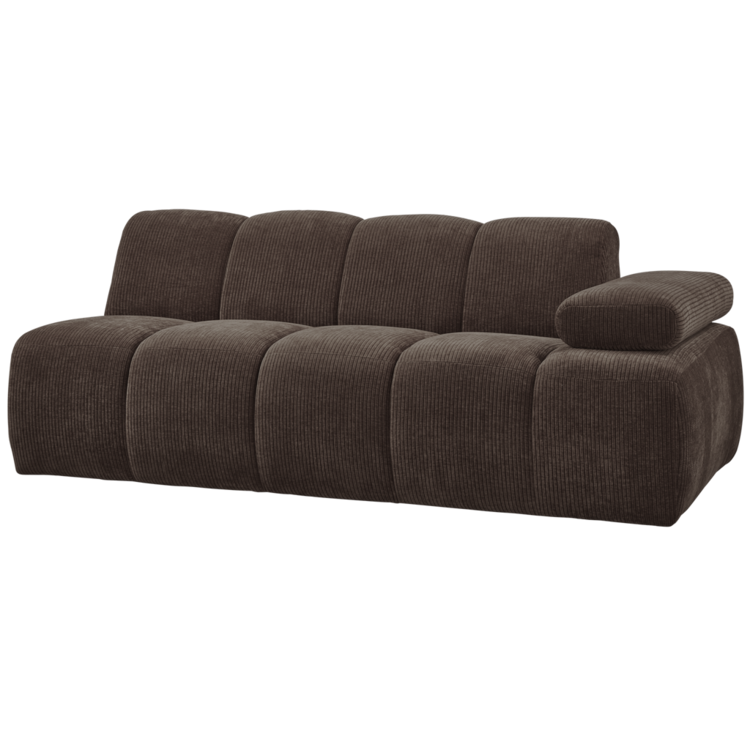 WOOOD. Woood | 2-Zits Mojo met arm rechts geweven ribstof bruin