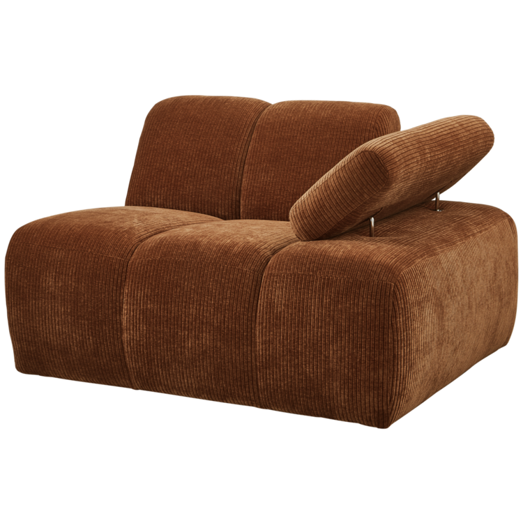 WOOOD. Woood | 1-Zits Mojo met arm rechts geweven ribstof roest bruin