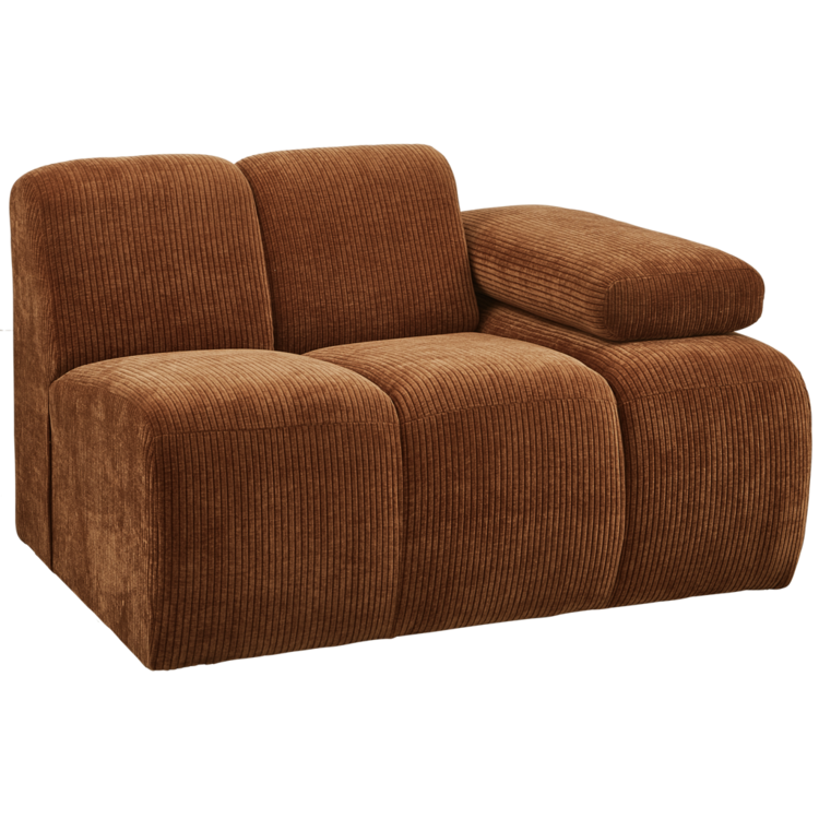 WOOOD. Woood | 1-Zits Mojo met arm rechts geweven ribstof roest bruin