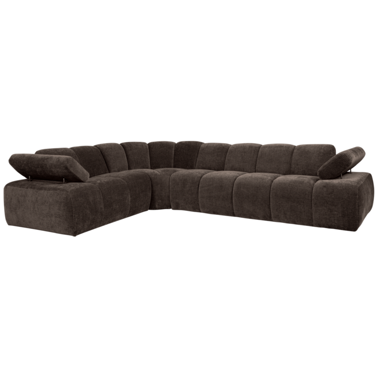 WOOOD. Woood | Hoekbank Mojo links geweven ribstof bruin