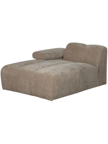WOOOD. Woood | Chaise longue Mojo element links geweven ribstof donker zand