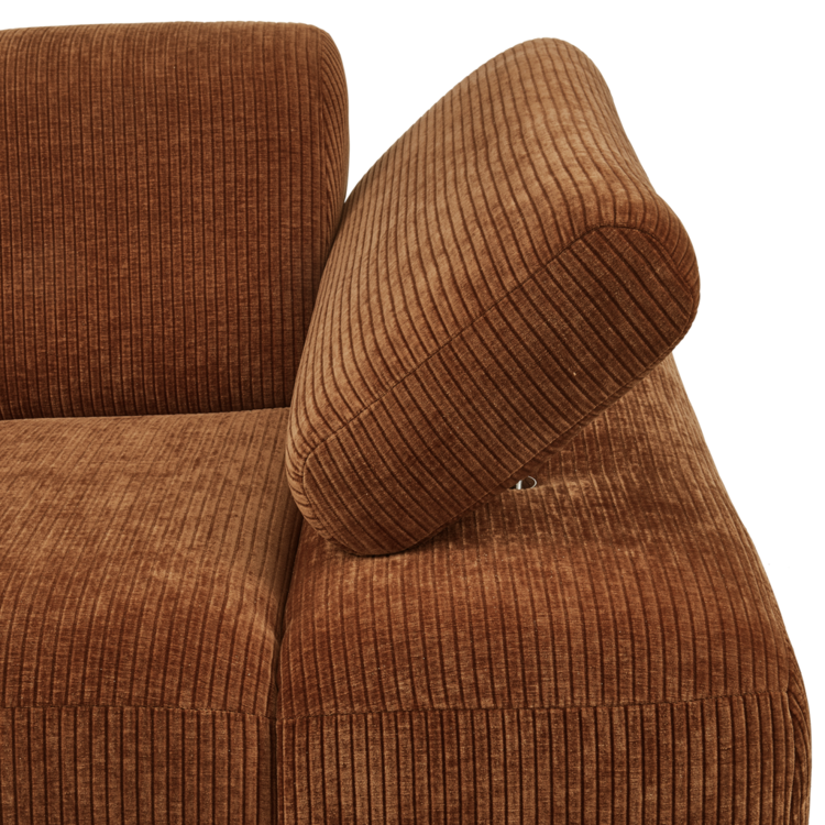 WOOOD. Woood | 1-Zits Mojo met arm rechts geweven ribstof roest bruin