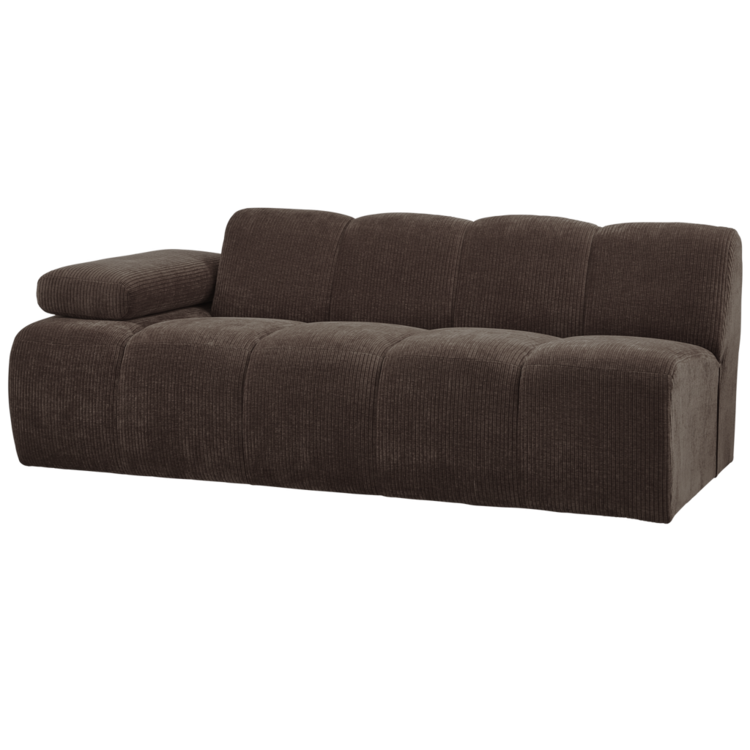 WOOOD Woood | Mojo 2-zits met arm links ribstof bruin