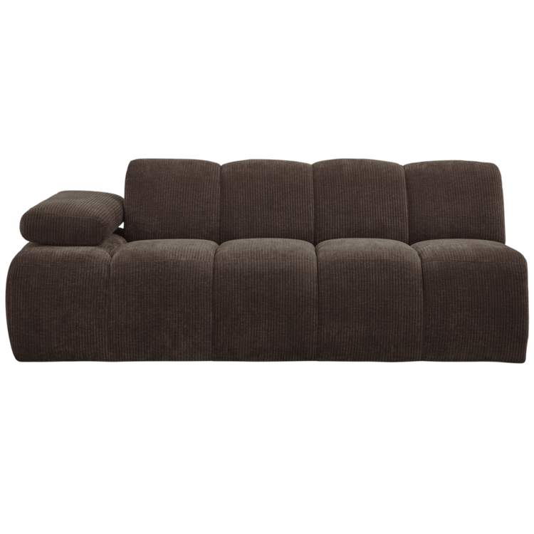 WOOOD Woood | Mojo 2-zits met arm links ribstof bruin