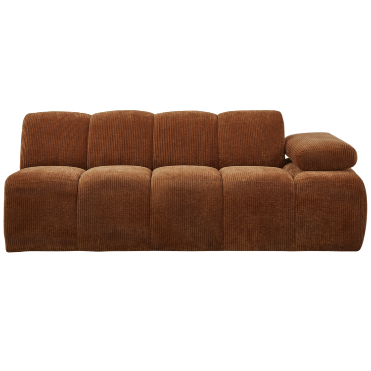 WOOOD Woood | Mojo 2-zits met arm rechts ribstof roestbruin