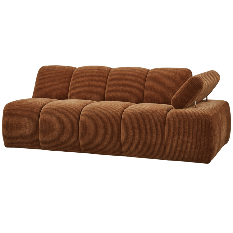 WOOOD Woood | Mojo 2-zits met arm rechts ribstof roestbruin