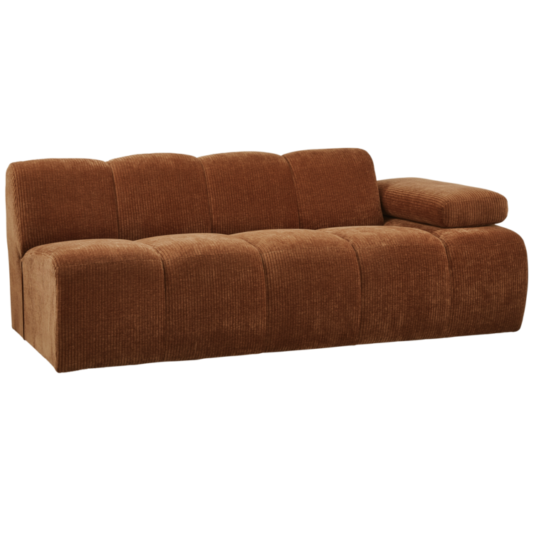WOOOD Woood | Mojo 2-zits met arm rechts ribstof roestbruin