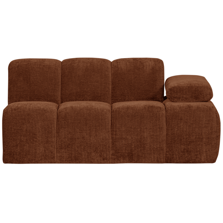 WOOOD Woood | Mojo 1,5-zits met arm rechts ribstof roestbruin