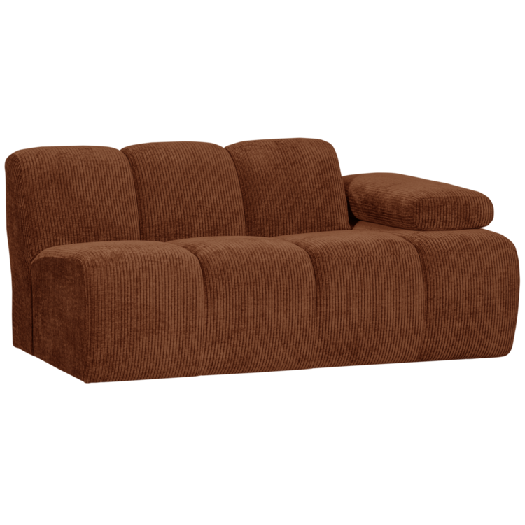 WOOOD Woood | Mojo 1,5-zits met arm rechts ribstof roestbruin